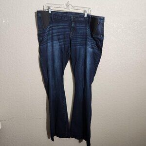 Liz Lange Maternity Flare Jeans Womens 2XL Dark Wash Denim Stretch Panel Pants